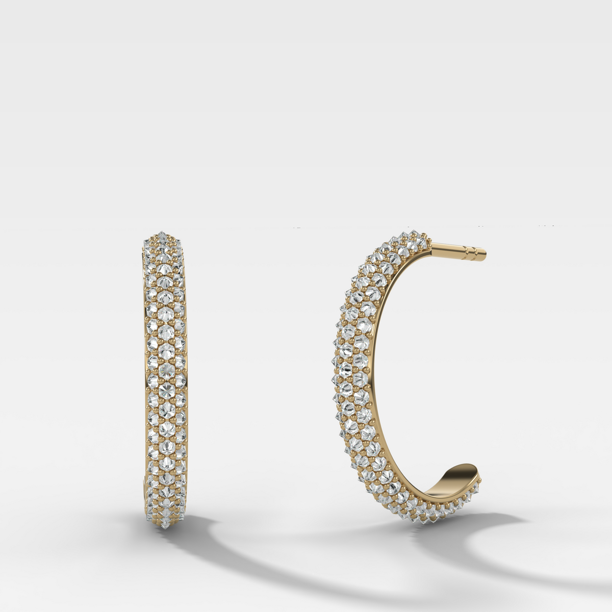 Inverted Pavé Diamond Knife Edge Huggies