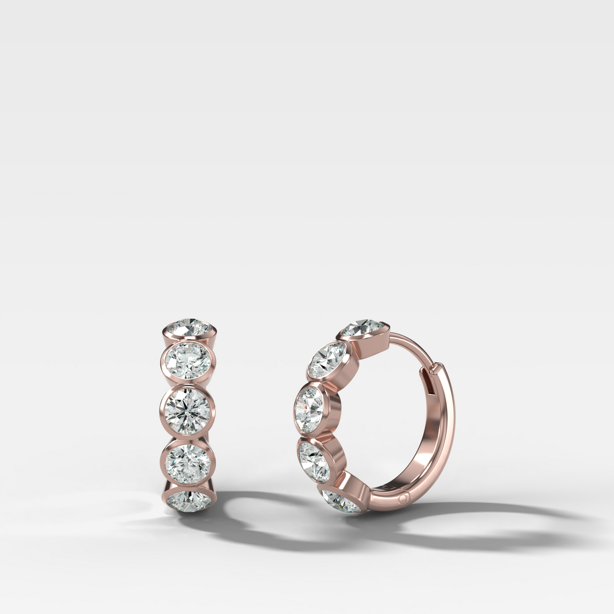 Bezel-Set Huggies with Round Cut Diamonds