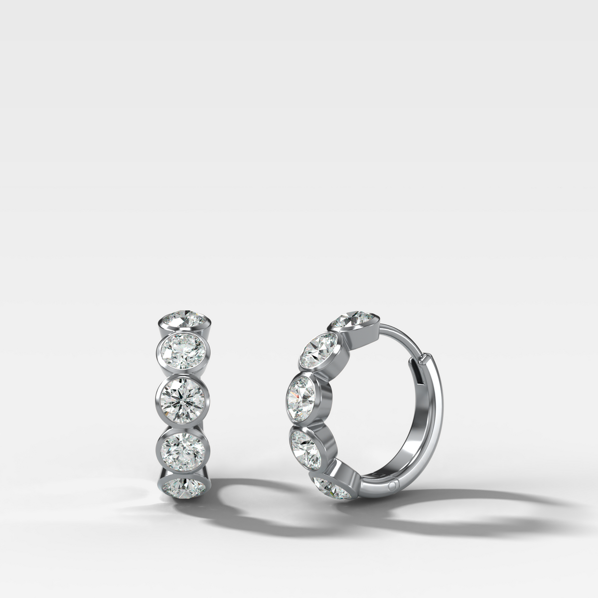 Bezel-Set Huggies with Round Cut Diamonds