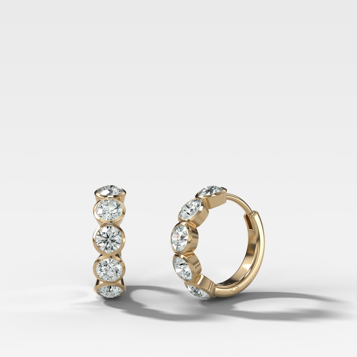 Bezel-Set Huggies with Round Cut Diamonds