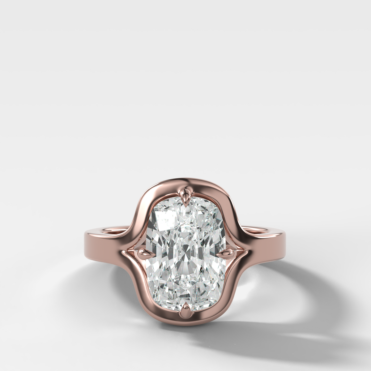 Sculptural Compass-Prong Engagement Ring with Cushion Cut Diamond