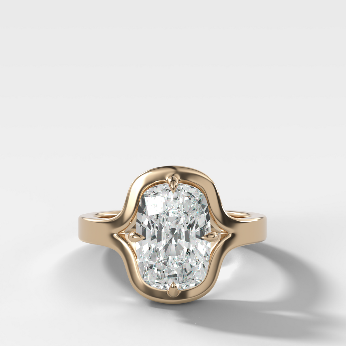 Sculptural Compass-Prong Engagement Ring with Cushion Cut Diamond
