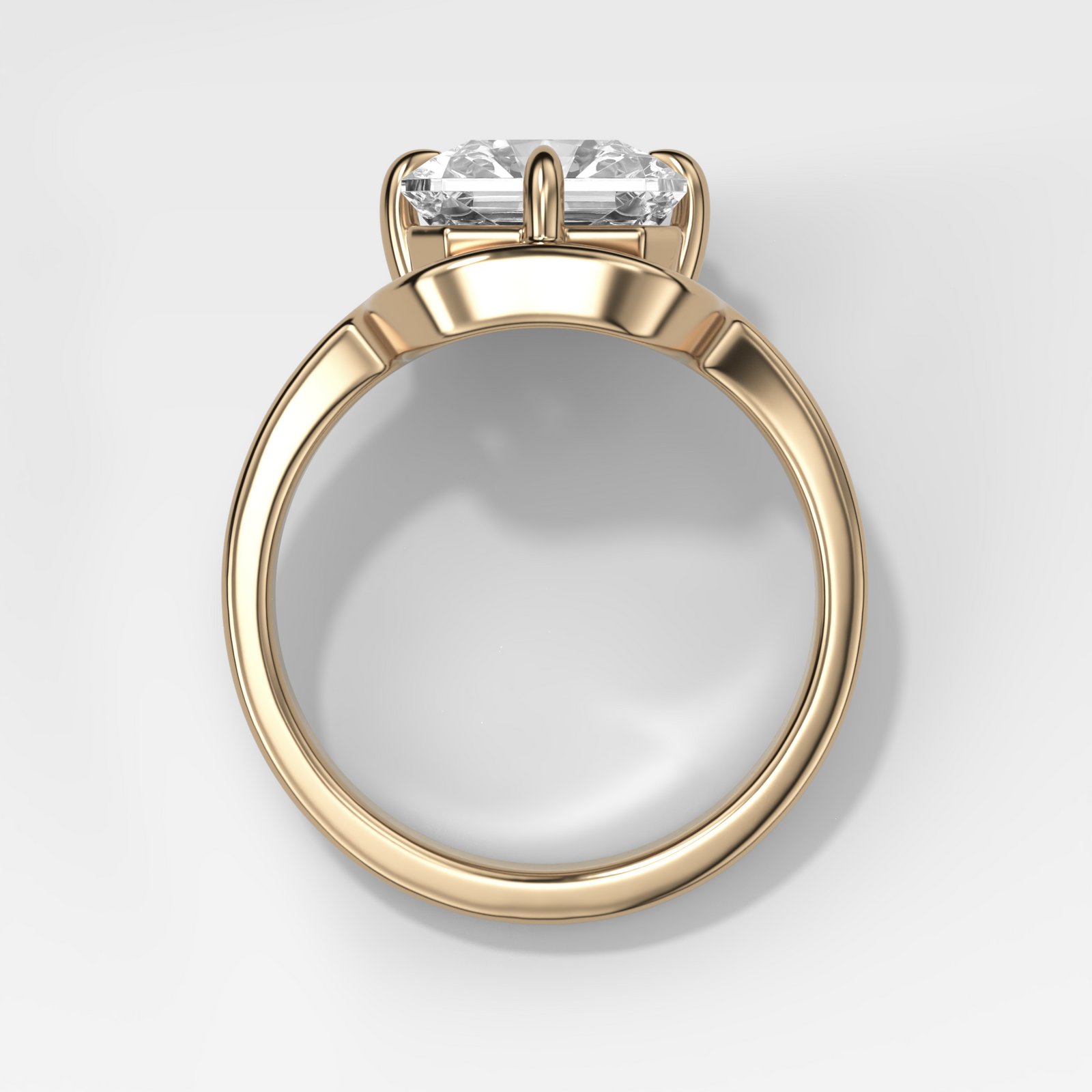 Sculptural Compass-Prong Engagement Ring with Square Radiant Cut Diamond