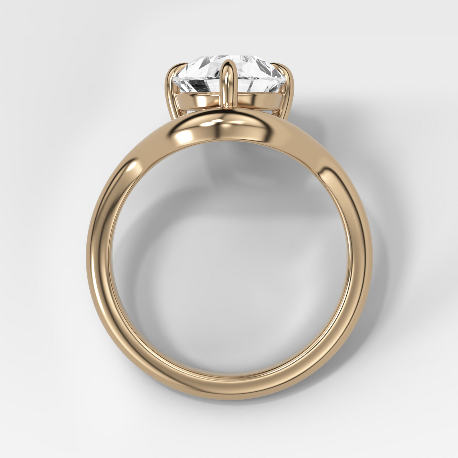 Contoured Compass Set Engagement Ring with Pear Cut Diamond