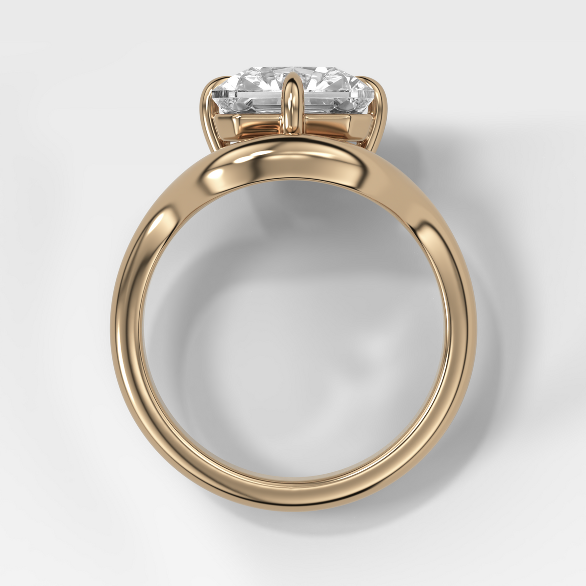 Contoured Compass Set Engagement Ring with Square Radiant Cut Diamond – view 2 of 4