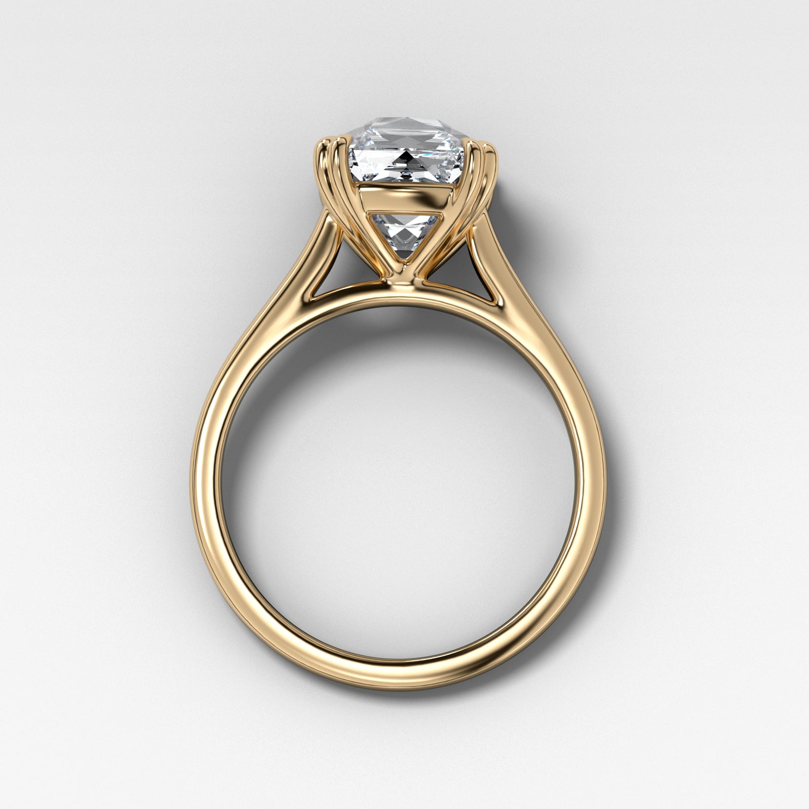 Signature Cathedral Solitaire With Old Mine Cut by Good Stone in Yellow Gold