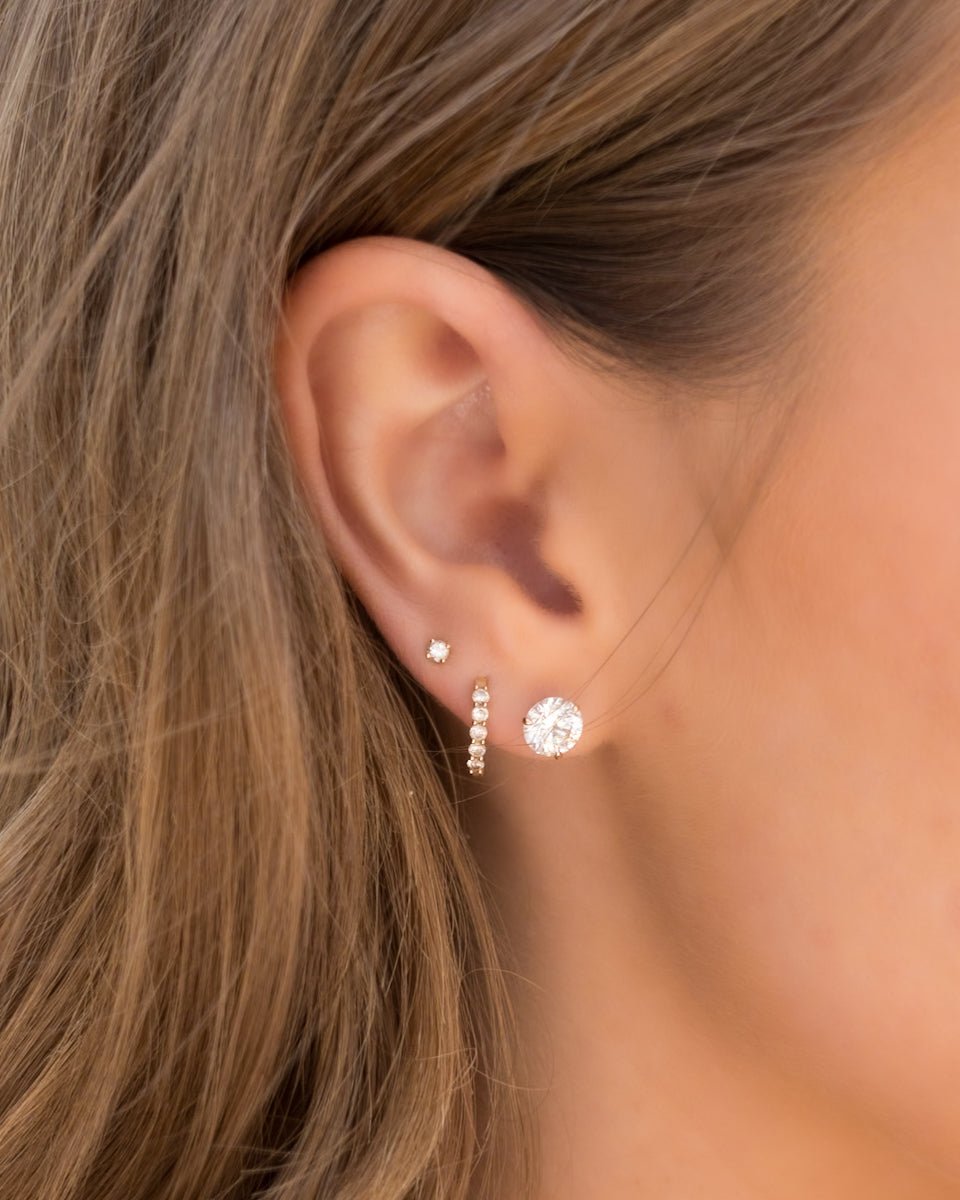 2CTW Round Cut Single Point Prong Diamond Studs - GOODSTONE