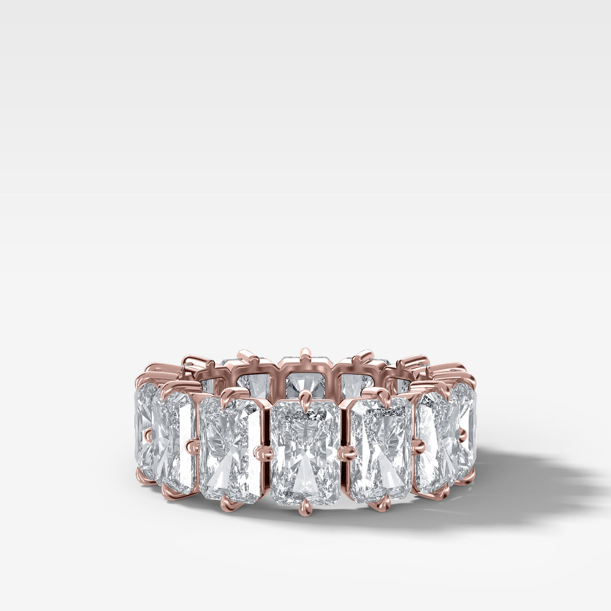 Compass-Set Eternity Band with Elongated Radiant Cut Diamonds