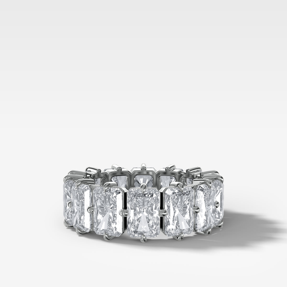Compass-Set Eternity Band with Elongated Radiant Cut Diamonds