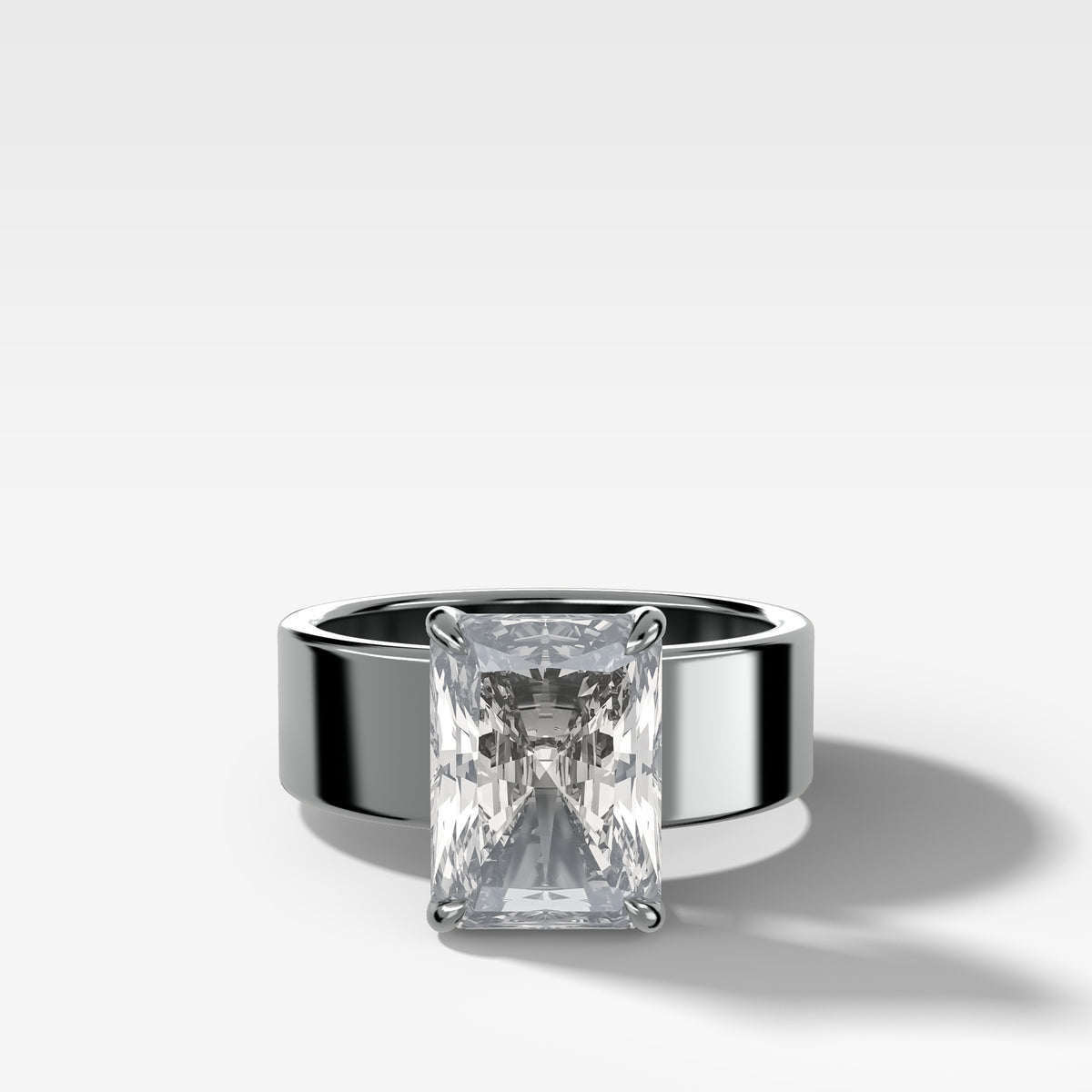 Finest Cigar Band Engagement Ring with Radiant Cut Diamond