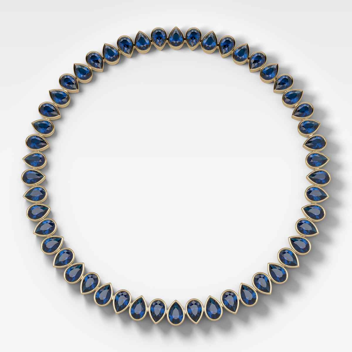 Bezel Set Blue Sapphire Pear Diamond Choker Necklace