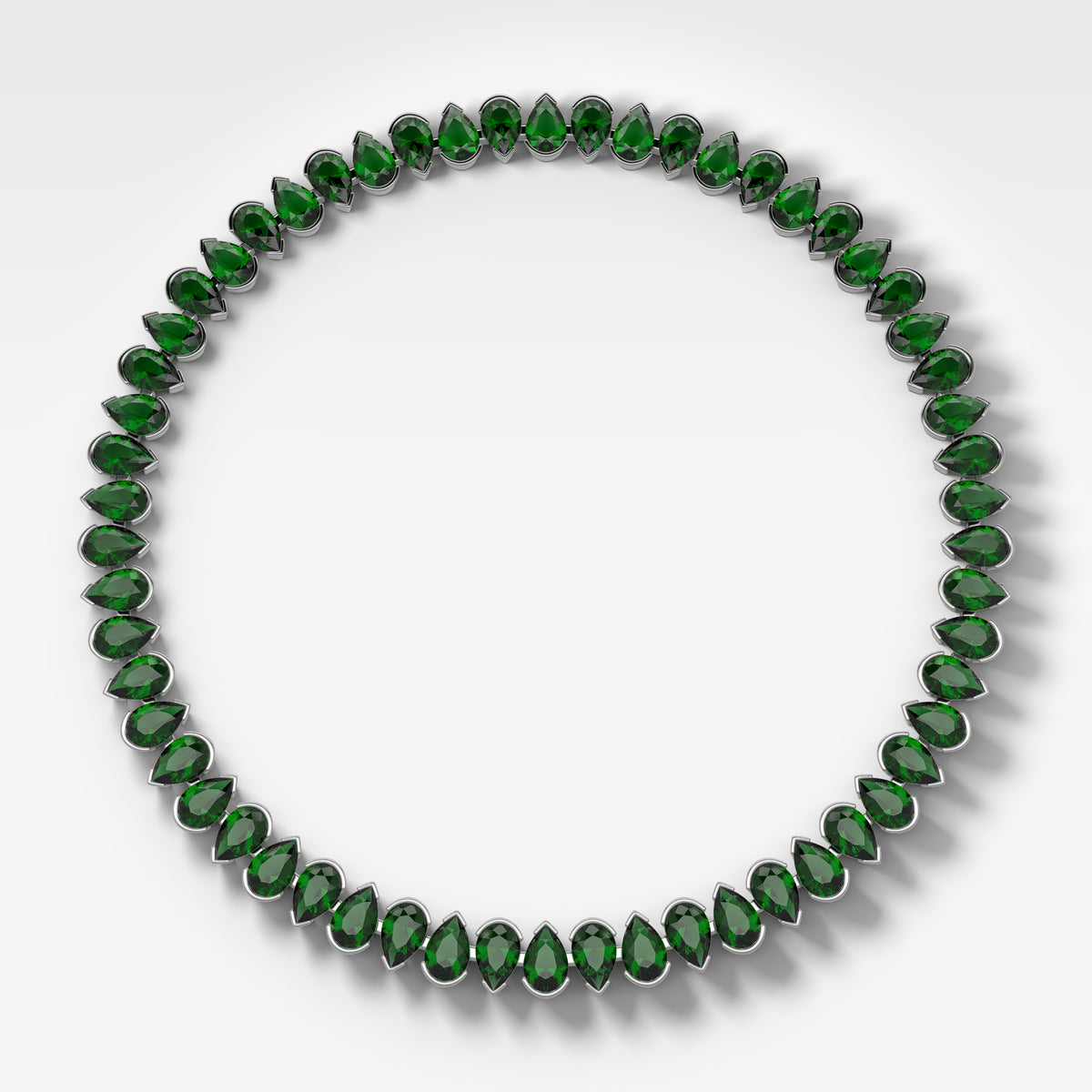 Half Bezel Pear Emerald Diamond Choker Necklace