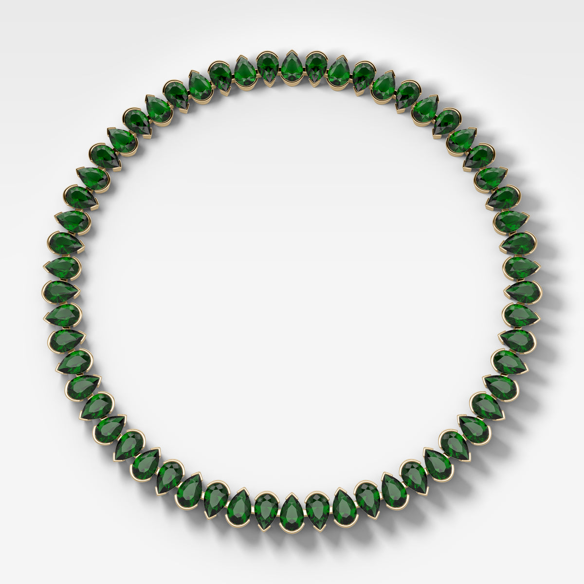 Half Bezel Pear Emerald Diamond Choker Necklace