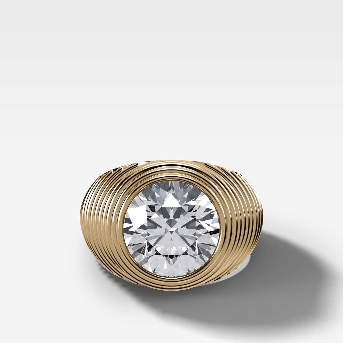 Ripple Solitaire Engagement Ring with Round Cut Diamond