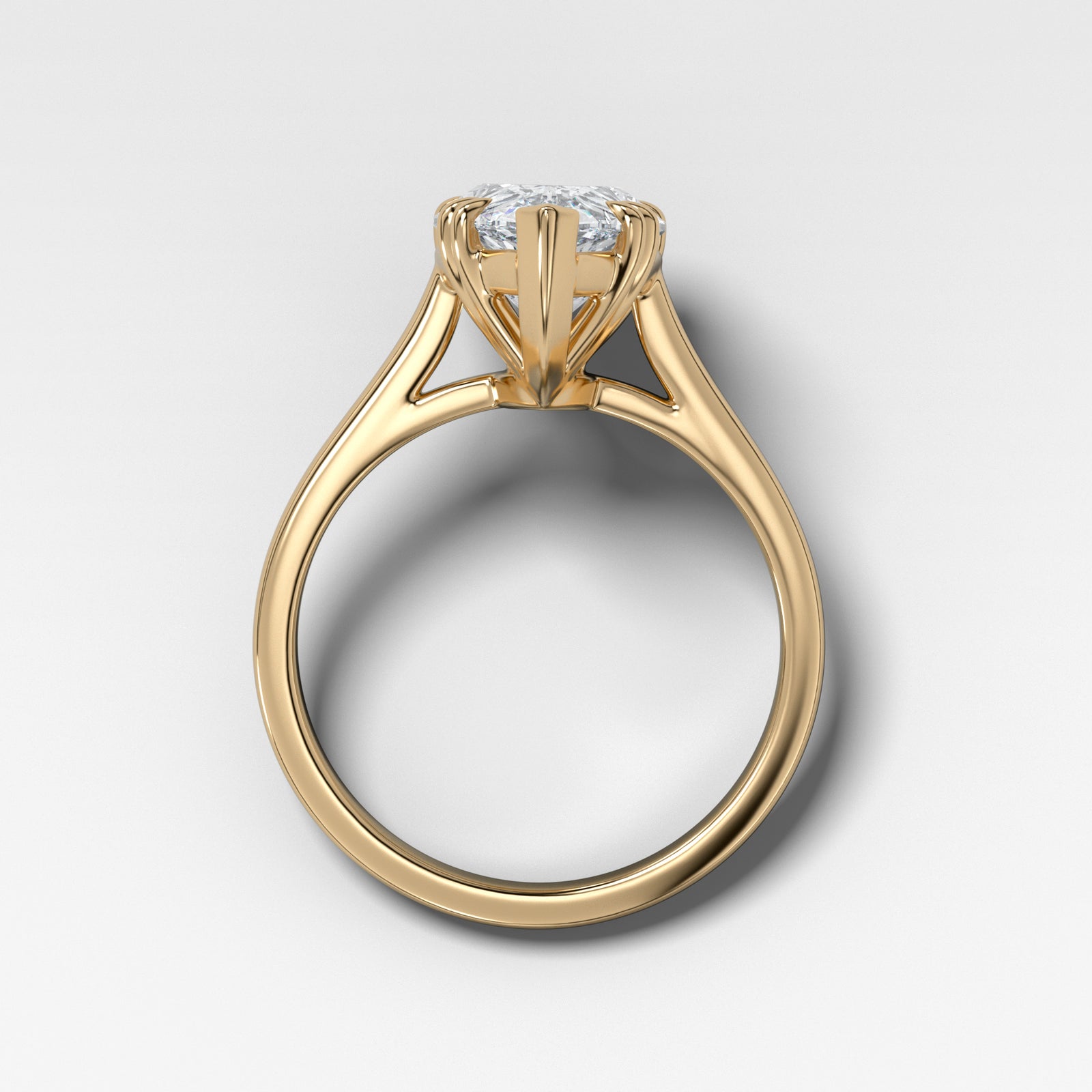 Signature Cathedral Solitaire With Pear Cut by Good Stone in Yellow Gold
