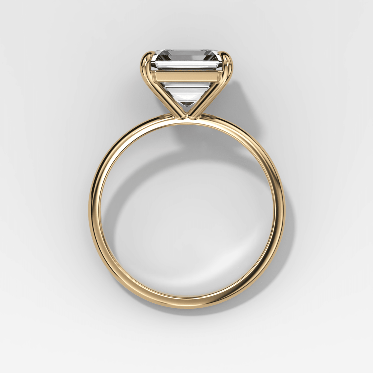 3.02 Carat Asscher Lab Grown Diamond Thin + Simple Solitaire Engagement Ring - GOODSTONE
