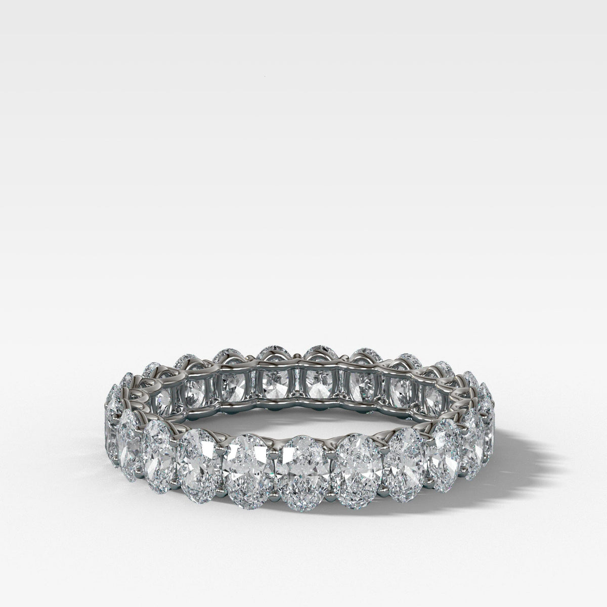 Petite Shared Prong Eternity Band with Oval diamonds Band Good Stone Inc White Gold 14k Natural