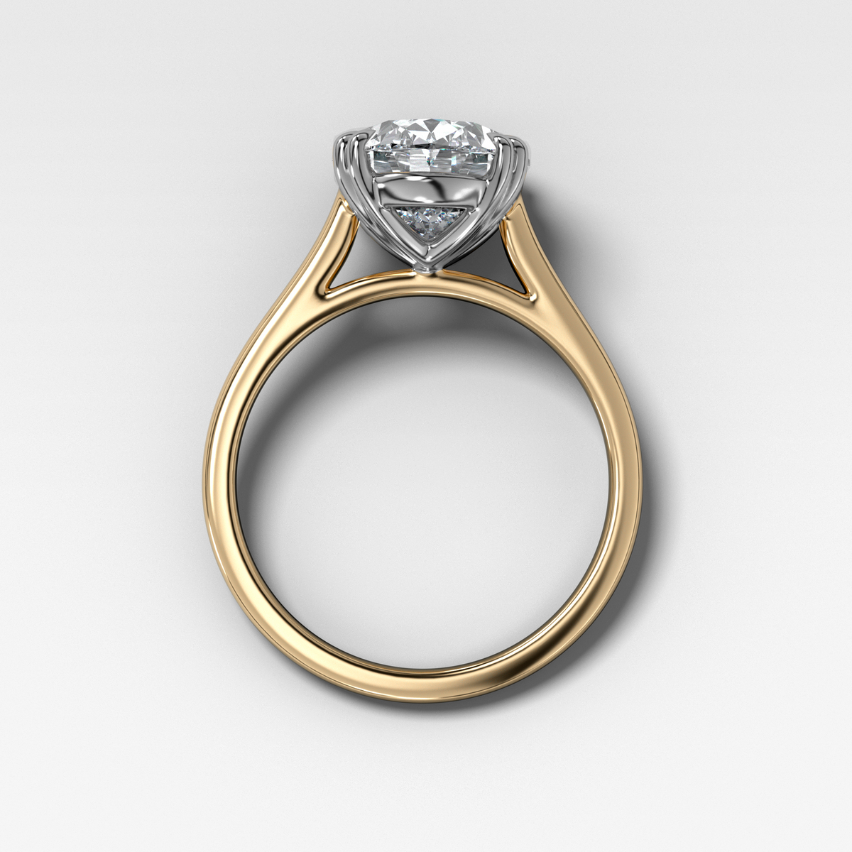 Signature Cathedral Solitaire Engagement Ring With 5.08ct Lab Grown Oval Cut Diamond