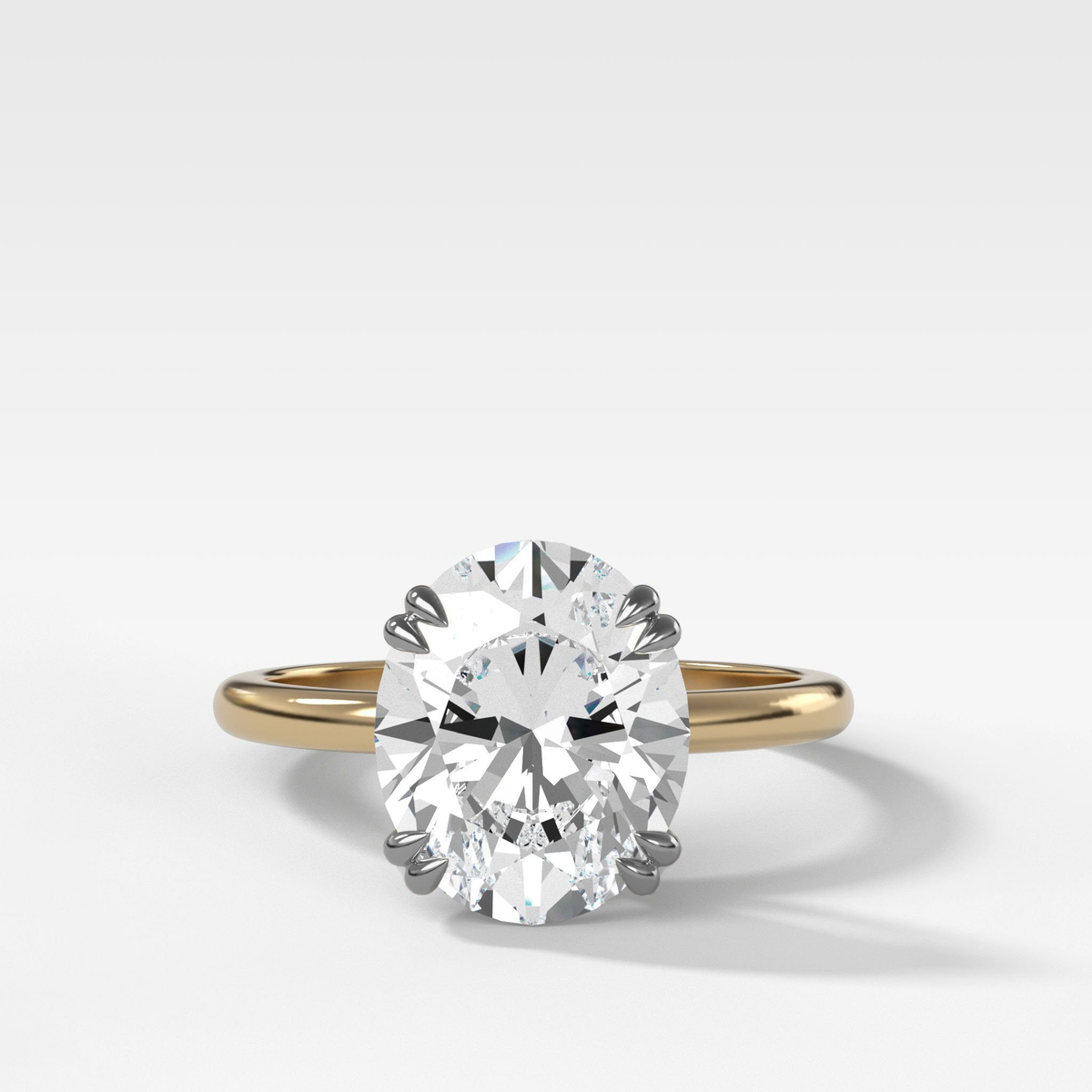 Signature Cathedral Solitaire Engagement Ring With 5.08ct Lab Grown Oval Cut Diamond