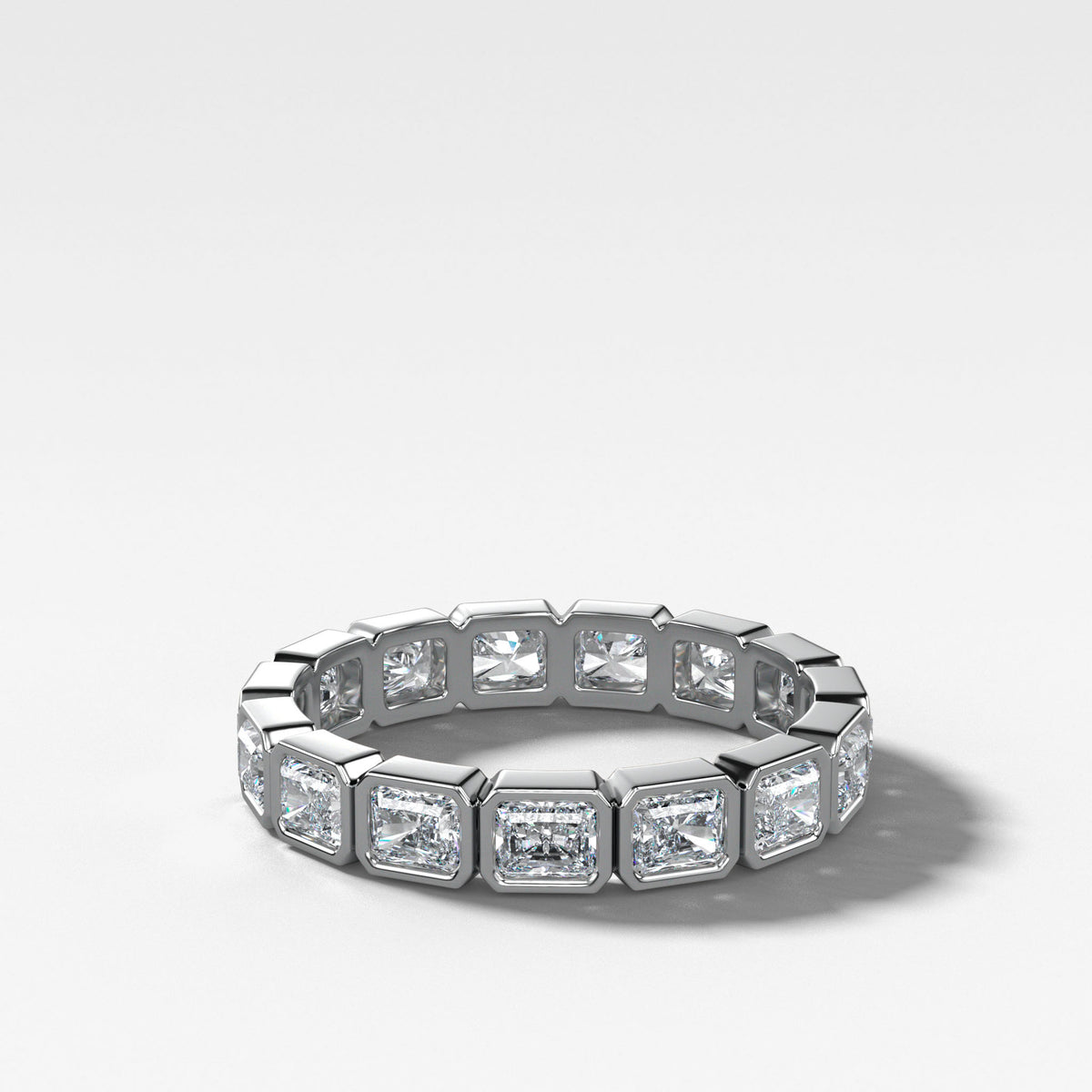 Baby Bezel Set Eternity Band With East West Radiant Cuts