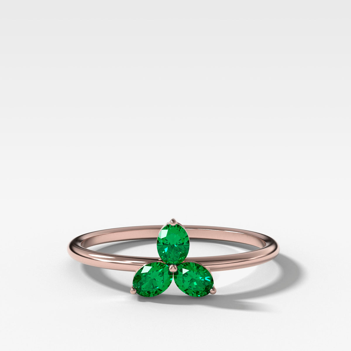 Shamrock Ring with Green Emerald Ovals