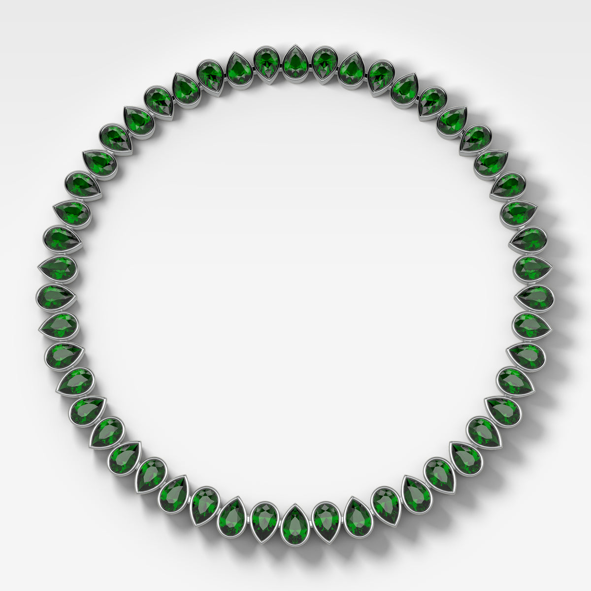 Bezel Set Emerald Pear Diamond Choker Necklace