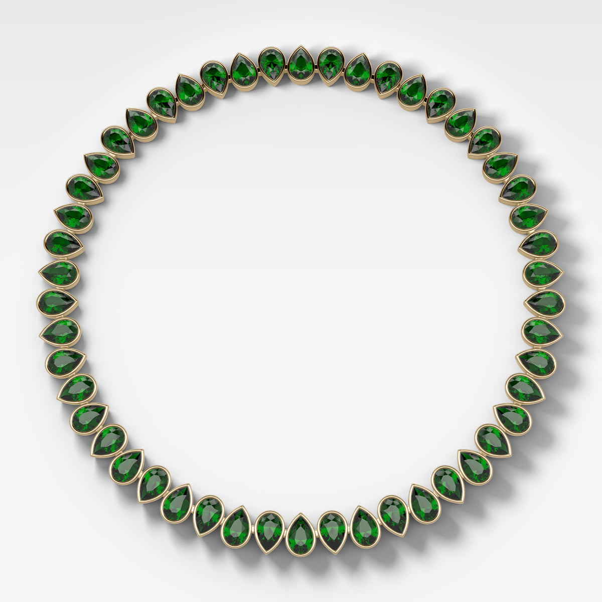 Bezel Set Emerald Pear Diamond Choker Necklace