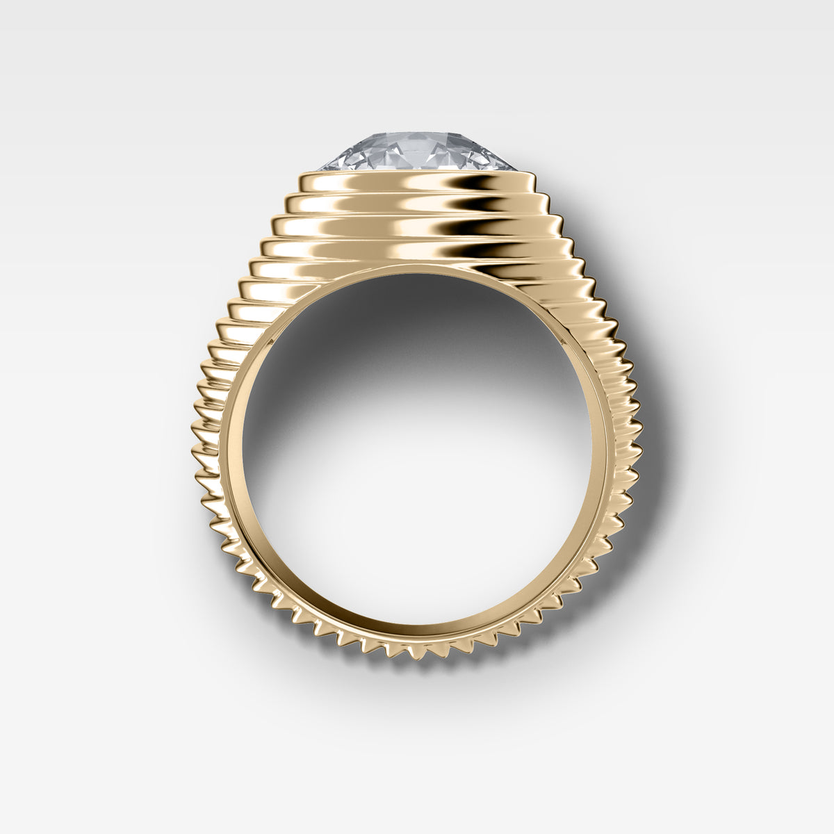 Ripple Solitaire Engagement Ring with Old Euro Cut Diamond