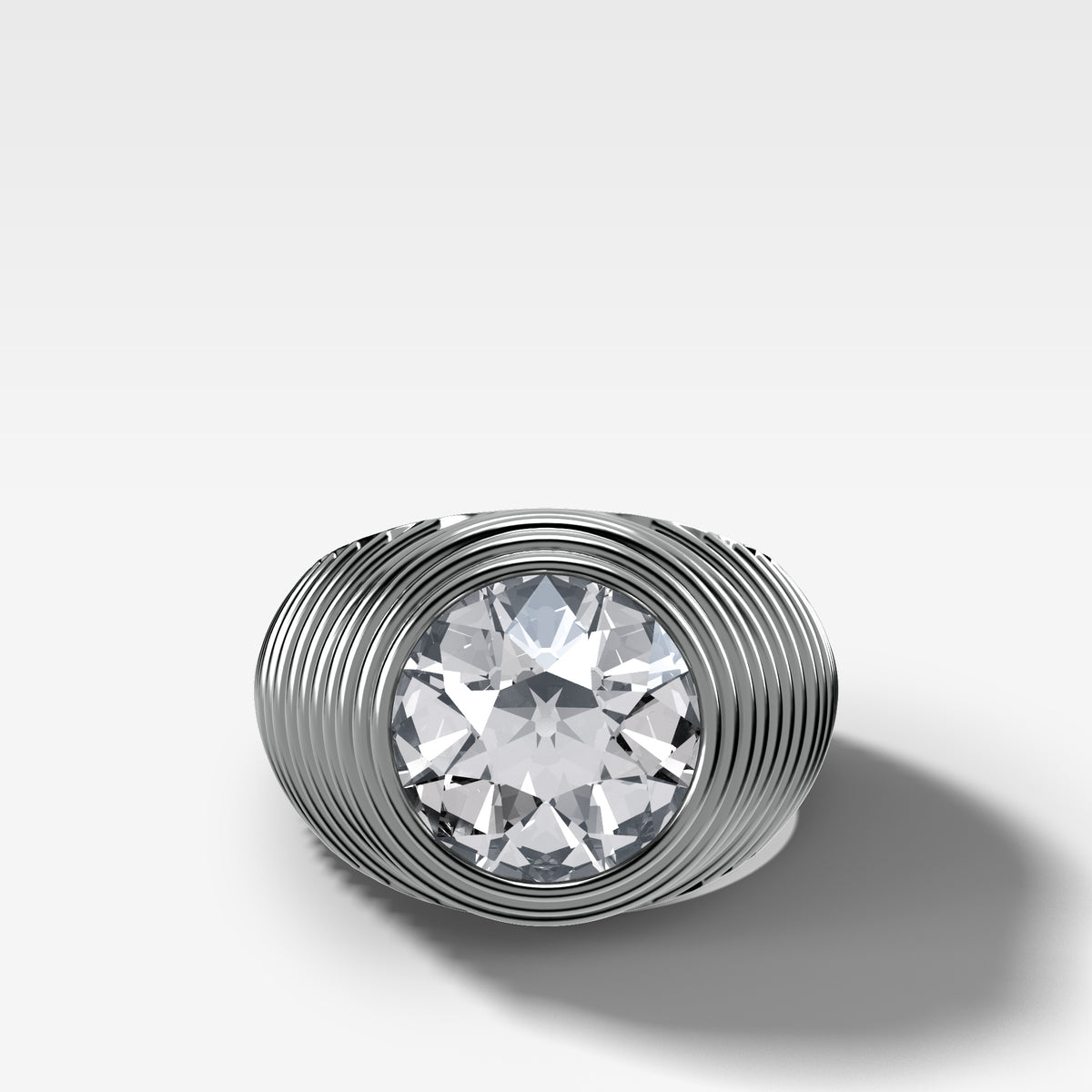 Ripple Solitaire Engagement Ring with Old Euro Cut Diamond