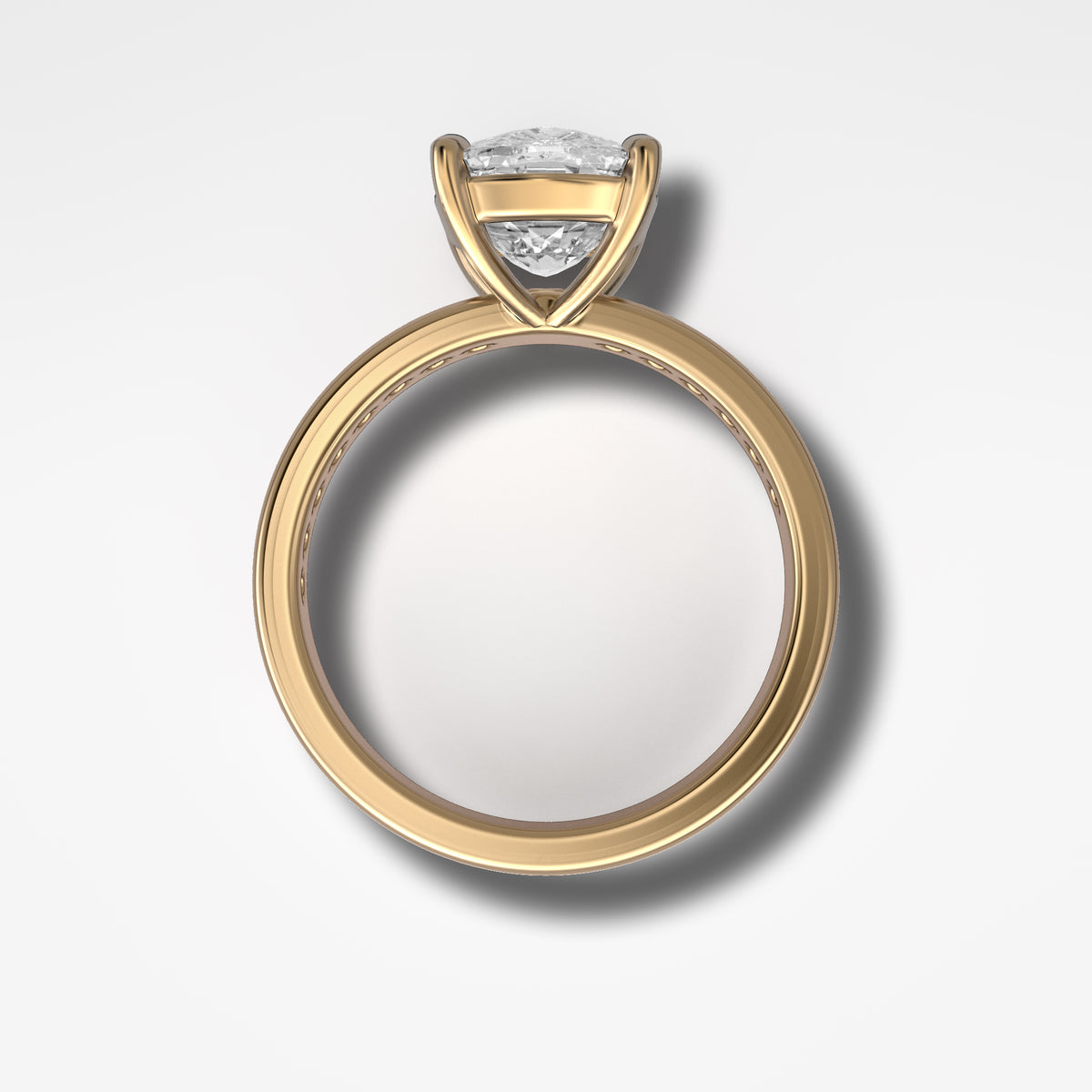 Petite Channel Set Engagement Ring with Lab Grown 3.06ct Elongated Cushion Cut Diamond