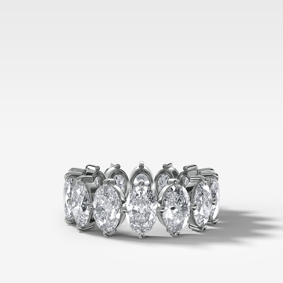 Compass-Set Eternity Band with Oval Cut Diamonds