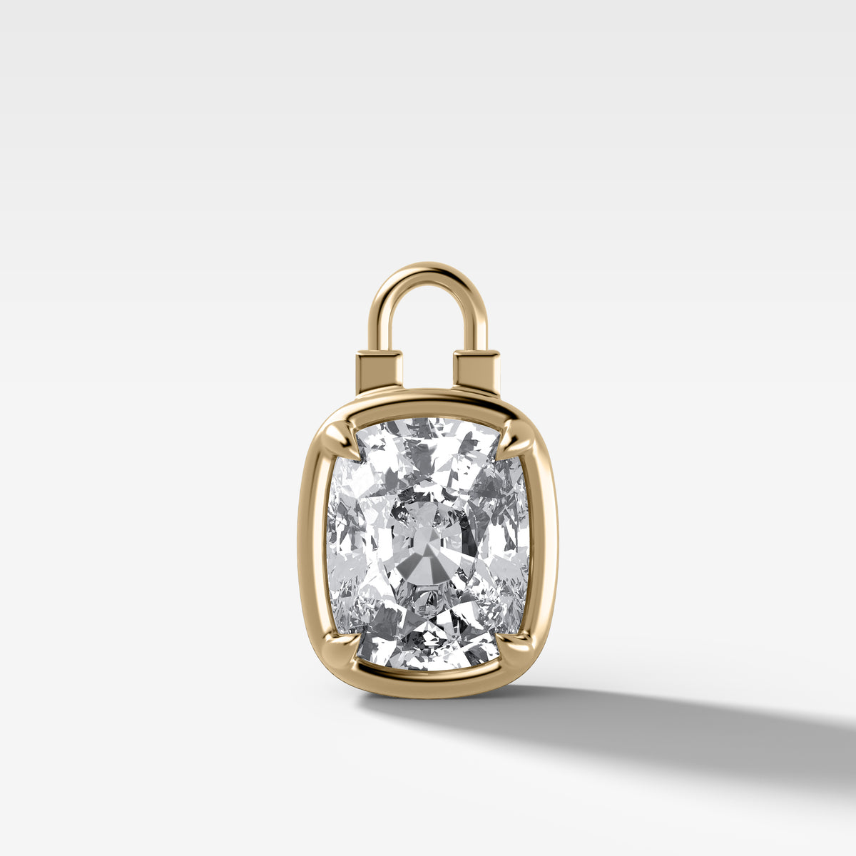 Colgante de diamantes acoplable con forma de cojín alargado y candado Club