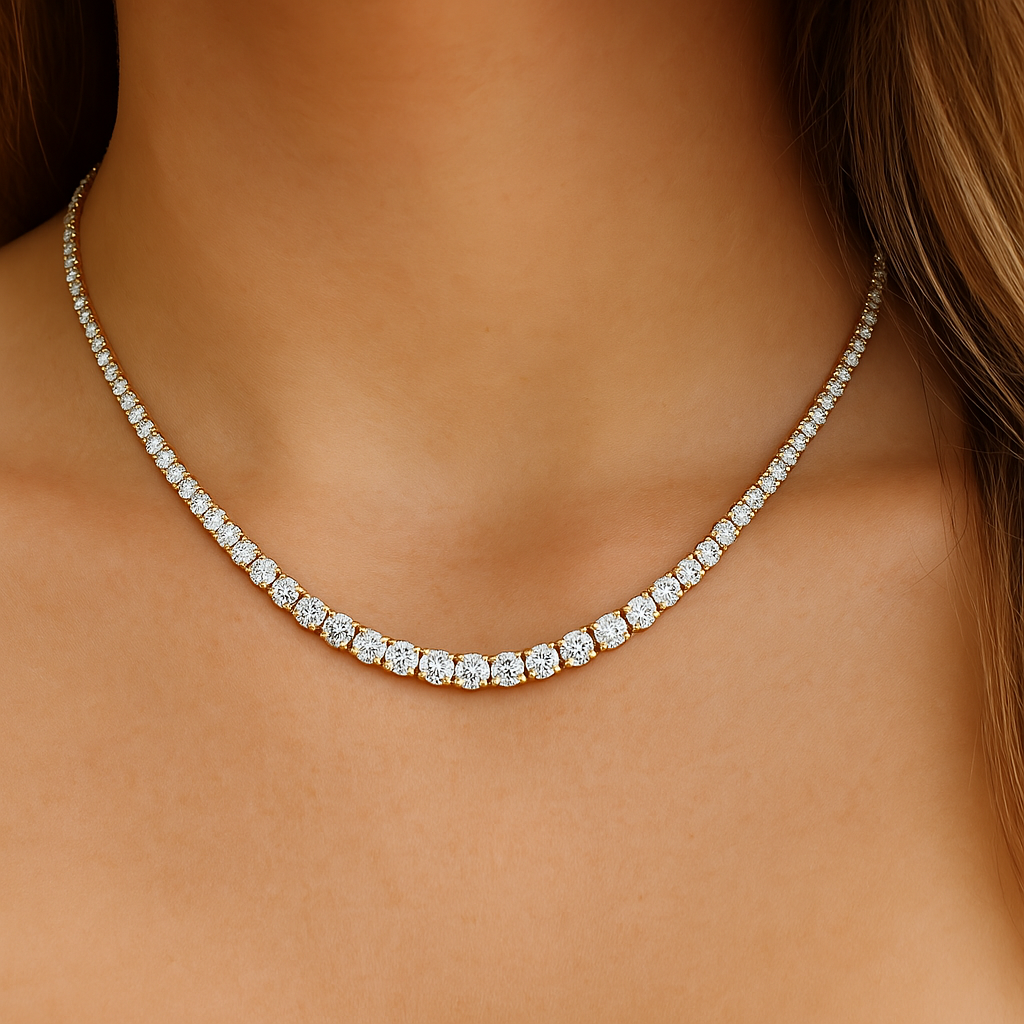 Graduated Tennis Necklace (10.00ctw) Necklace Good Stone Inc White Gold 14k Natural