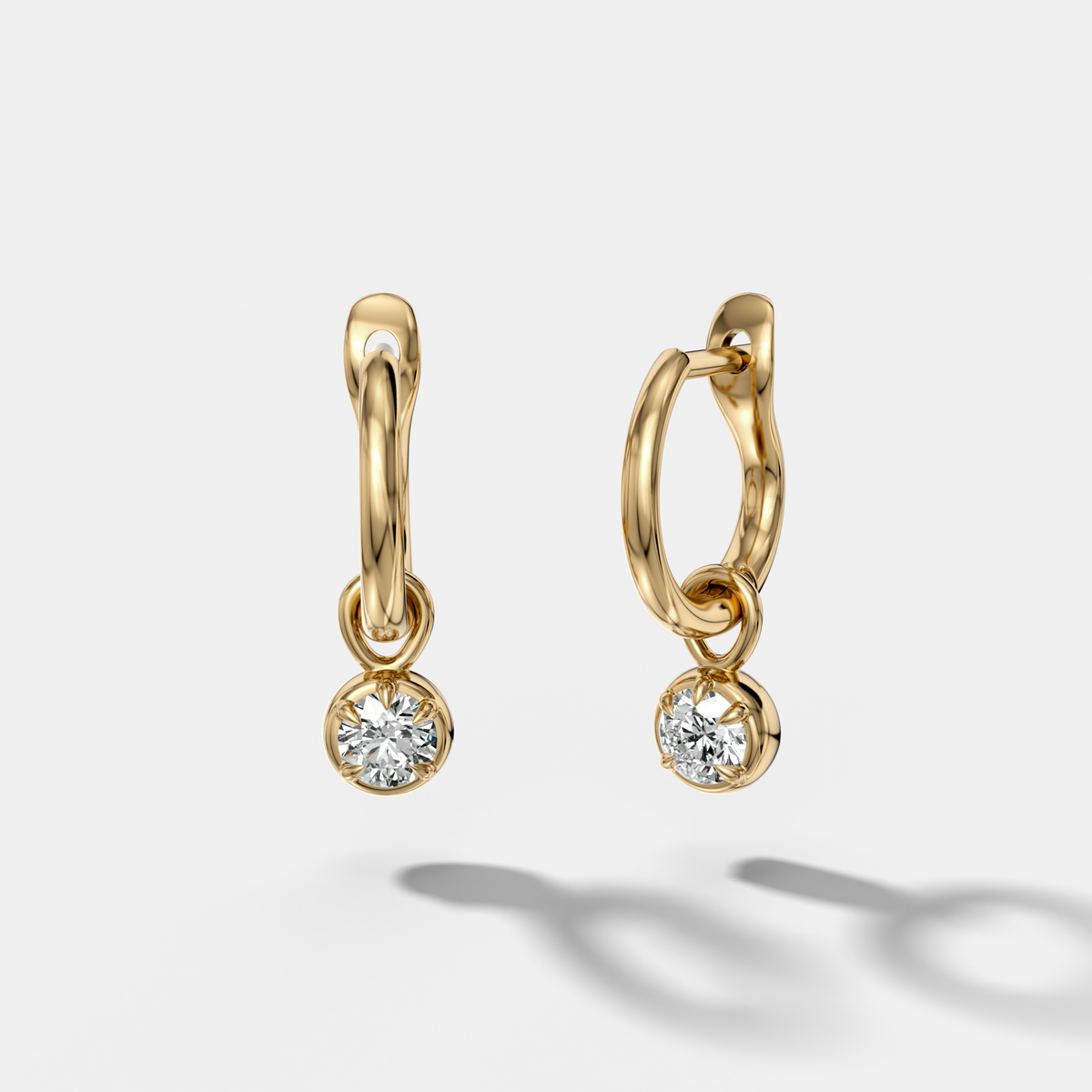 Five Prong Bezel Drop Huggies with Round Cut Diamonds