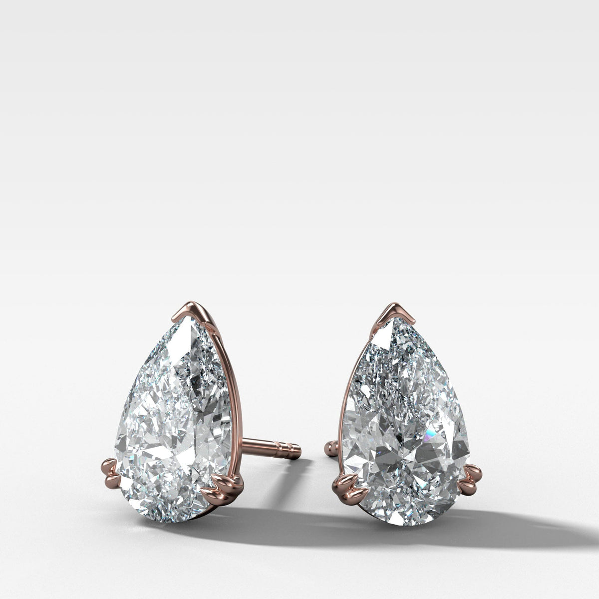 Pear Cut Double Point Prong Studs Earring Good Stone Inc Rose Gold 14k .50ct (1.00 ctw) Lab Grown