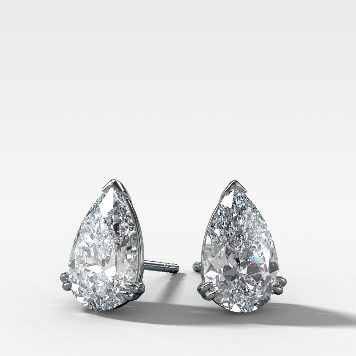 Pear Cut Double Point Prong Studs Earring Good Stone Inc White Gold 14k .50ct (1.00 ctw) Lab Grown