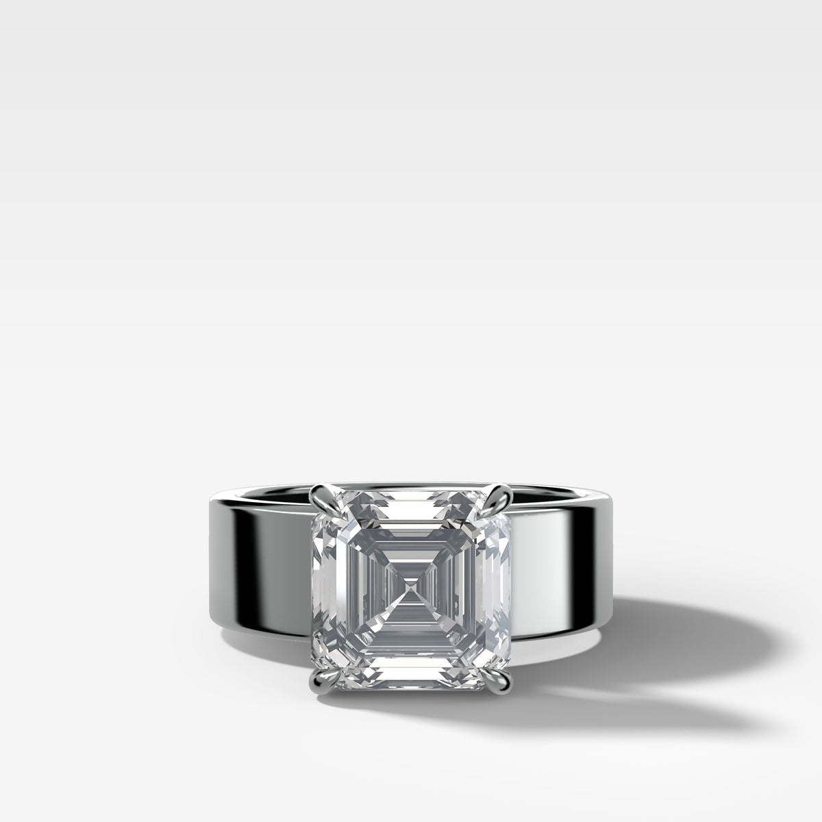 Finest Cigar Band Engagement Ring with Asscher Cut Diamond
