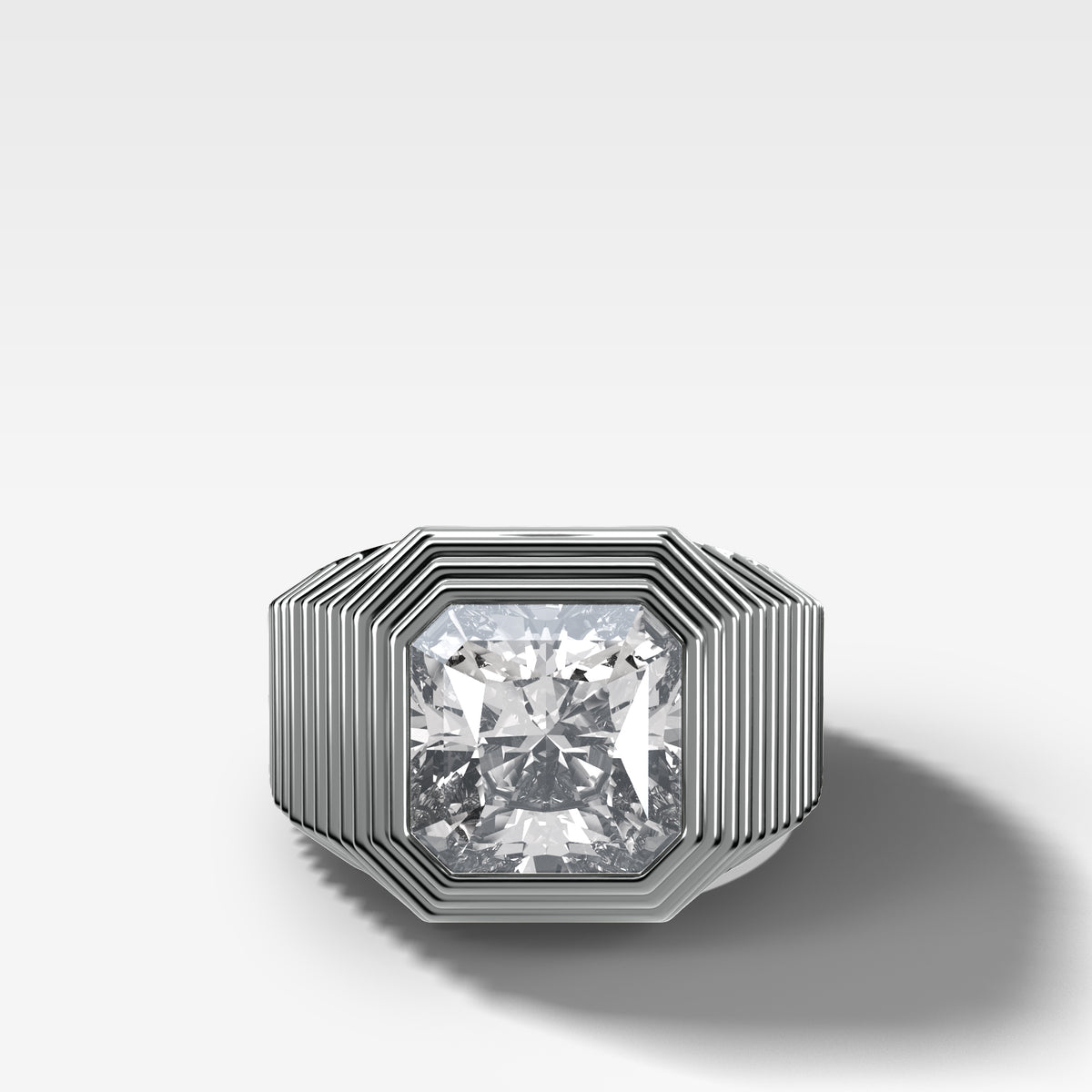 Ripple Solitaire Engagement Ring with Square Radiant Cut Diamond