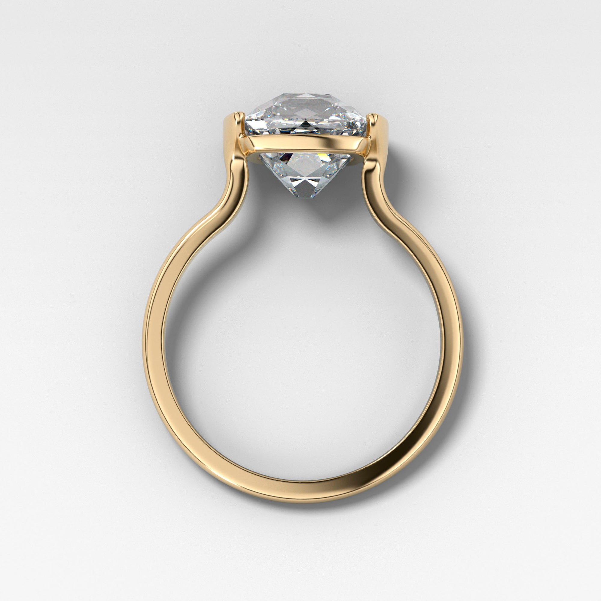 Half Bezel Solitaire Engagement Ring With Old Mine Cut in Yellow Gold by Good Stone