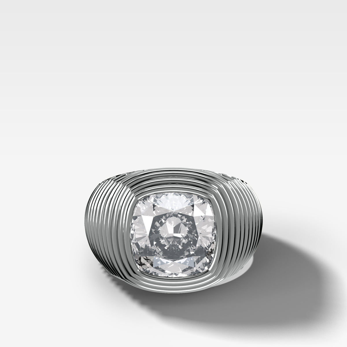 Ripple Solitaire Engagement Ring with Cushion Cut Diamond