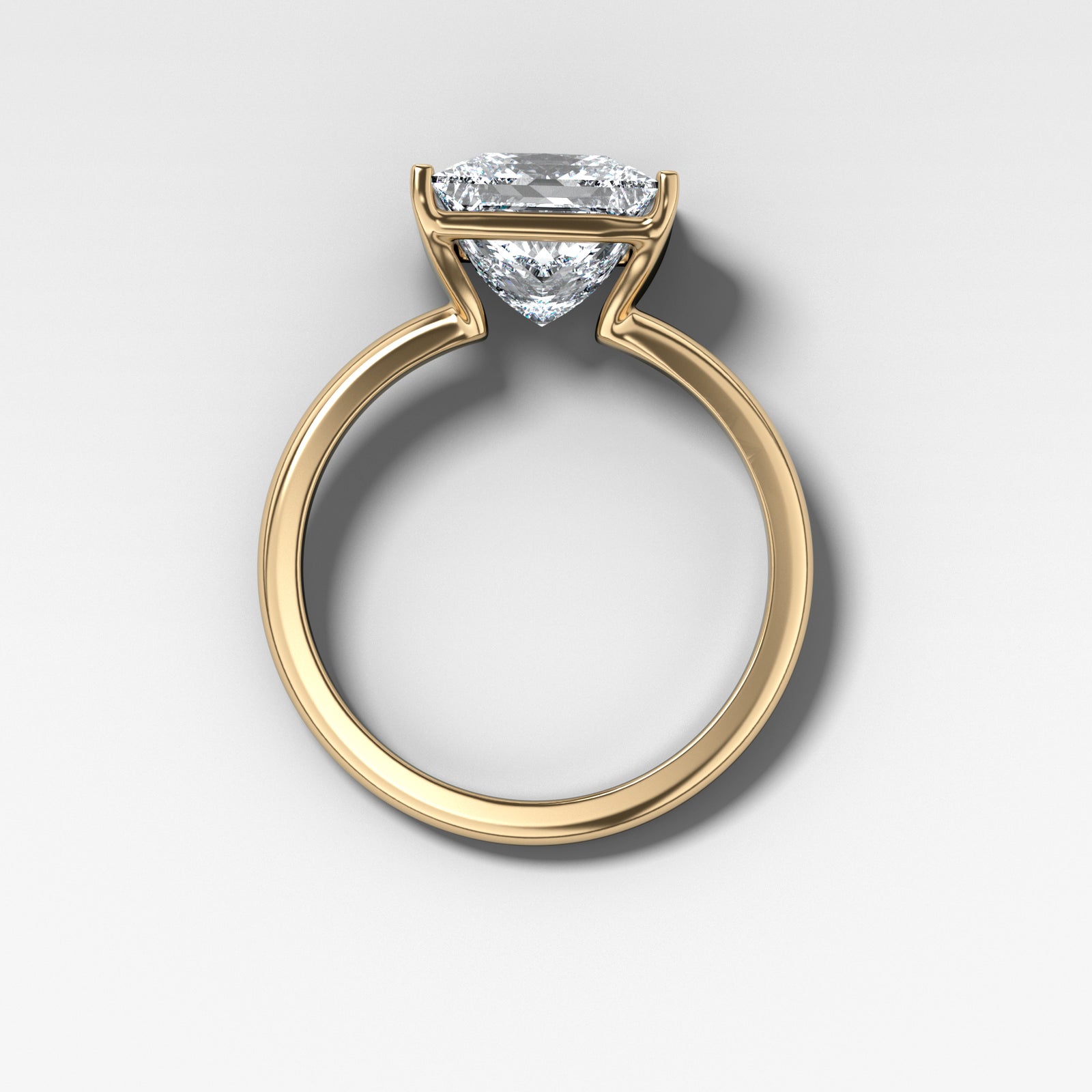 Half Bezel Solitaire Engagement Ring With Princess Cut by Good Stone in Yellow Gold