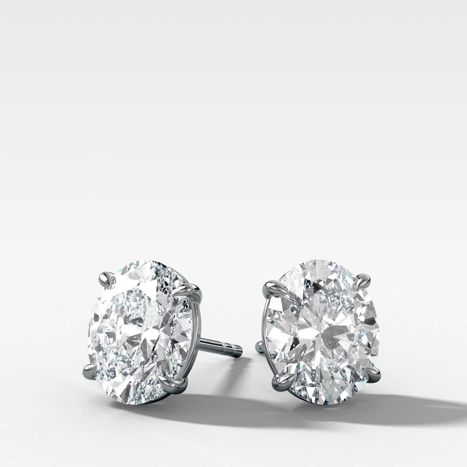 Oval Cut Single Point Prong Studs Earring Good Stone Inc Yellow Gold 14k .50ct (1.00 ctw) Lab Grown