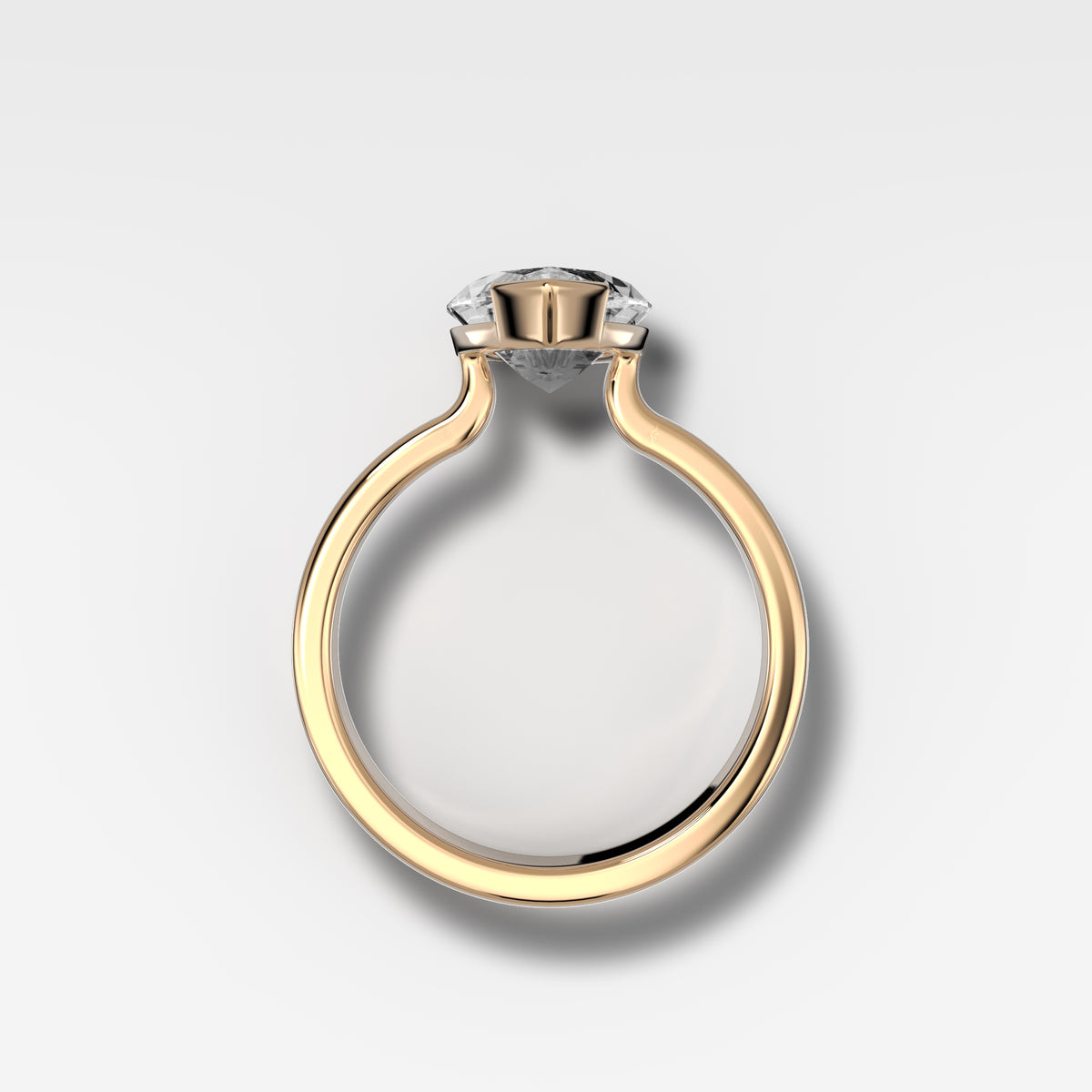 Finest Half Bezel Engagement Ring set with 2.58ct Lab Grown Marquise Cut Diamond