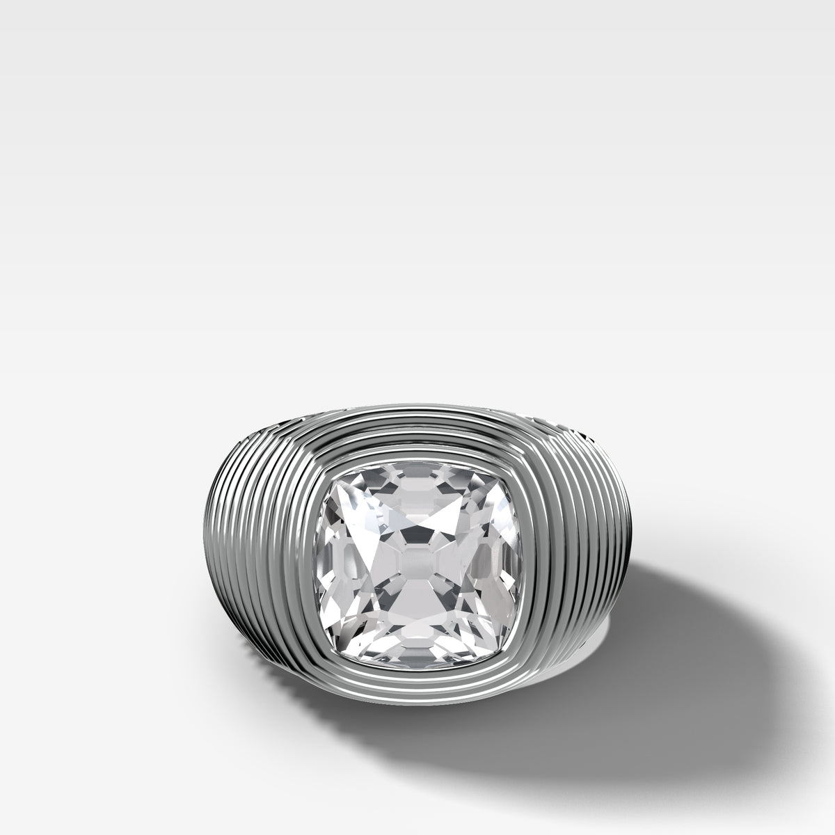 Ripple Solitaire Engagement Ring with Old Mine Cut Diamond