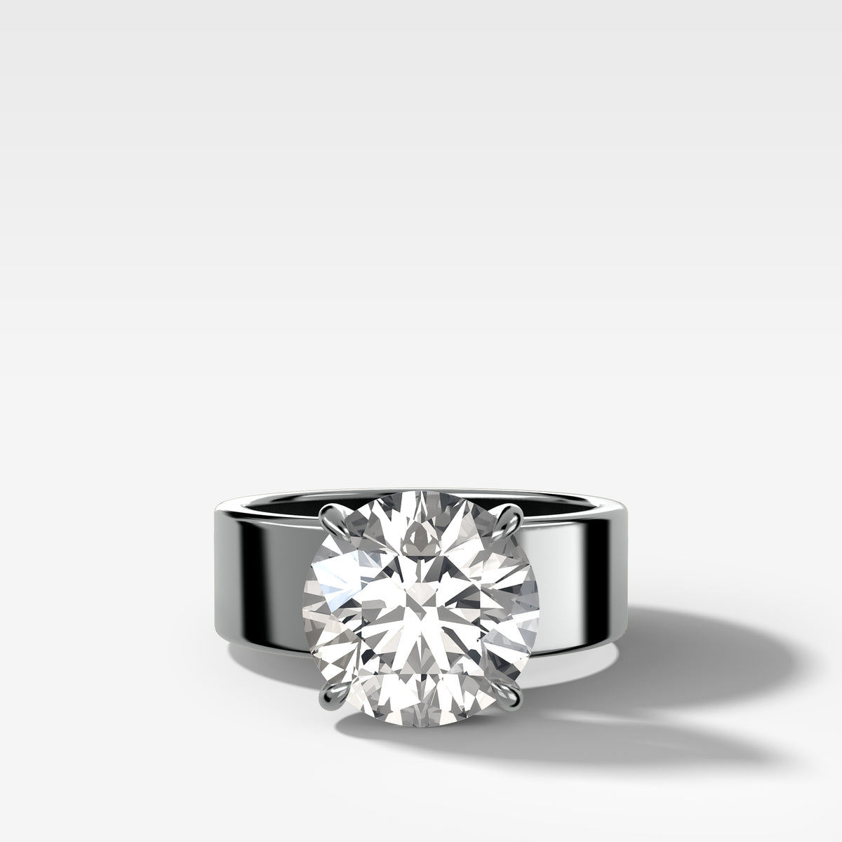 Finest Cigar Band Engagement Ring with Round Cut Diamond