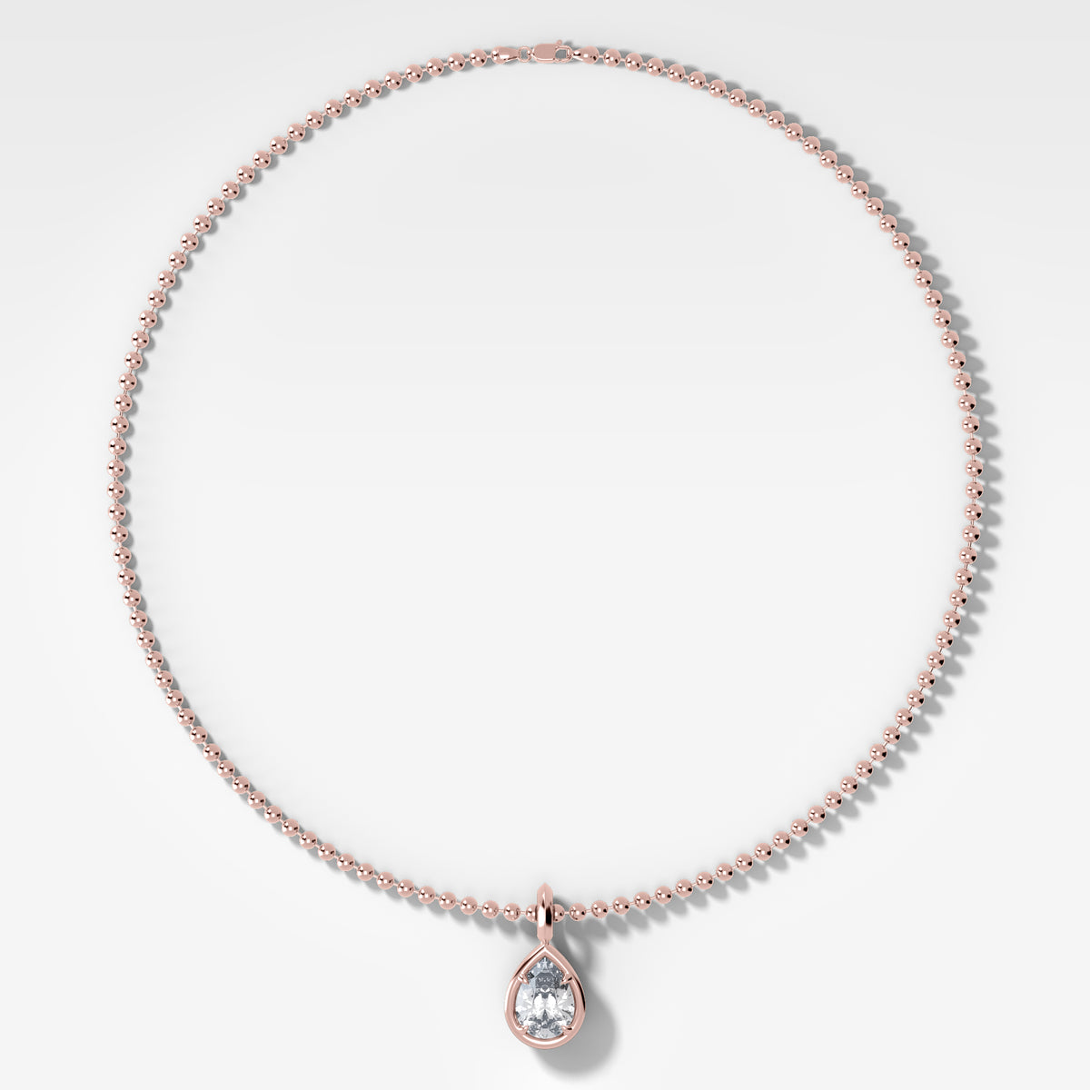 Club Pear Attachable Diamond Pendant With Beaded Chain (3mm)