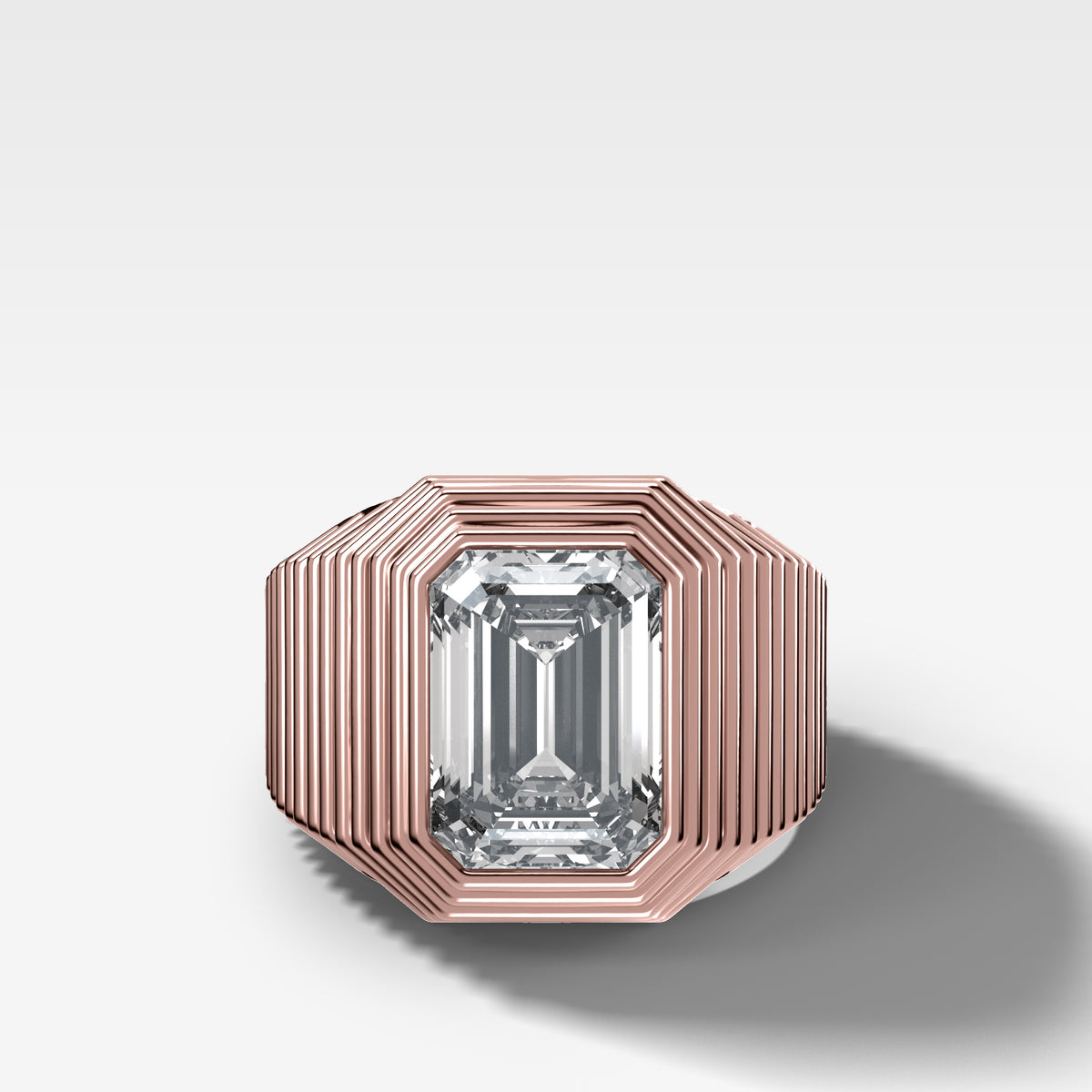 Ripple Solitaire Engagement Ring with Emerald Cut Diamond