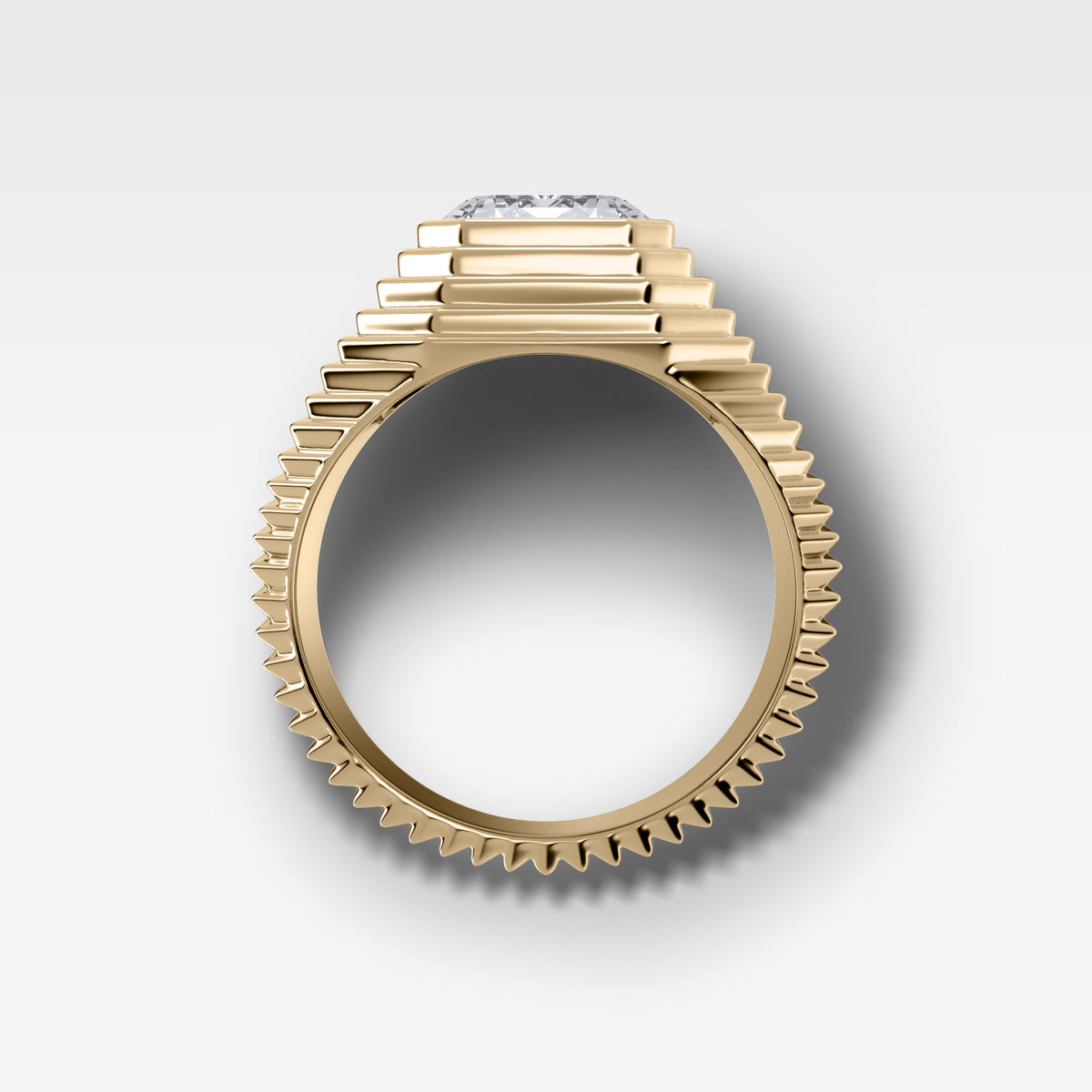 Ripple Solitaire Engagement Ring with Emerald Cut Diamond