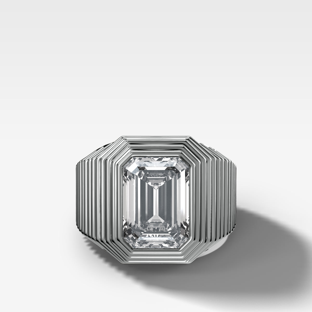 Ripple Solitaire Engagement Ring with Emerald Cut Diamond