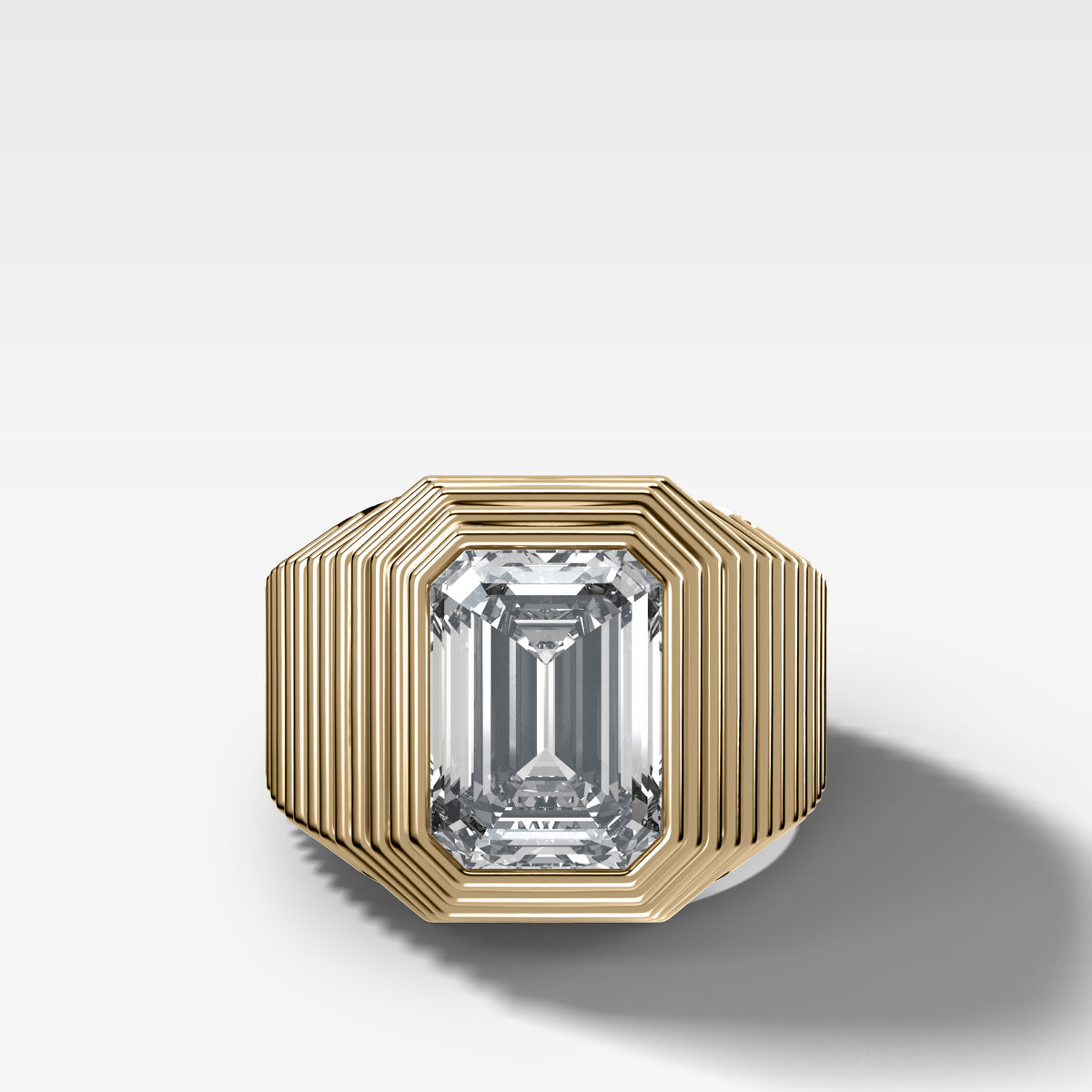 Ripple Solitaire Engagement Ring with Emerald Cut Diamond